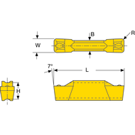Stechwendeplatte DGT-N 6,00-0,80 DC7400 (Längsdrehen, Einstechen) W=6mm